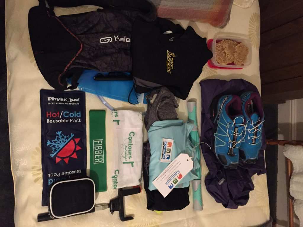 Contours Running Holidays kit: tour pack, guidebook, map and bag